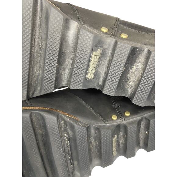 Sorel‎ Lea Joan of Arctic Wedge Ankle Boot Black Leather Pull On Womens Size 11 - Picture 8 of 9